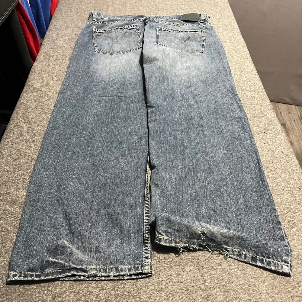 Levis SilverTab Loose Fit Jeans Mens 38x32 Blue Denim Baggy Wide Leg Distressed